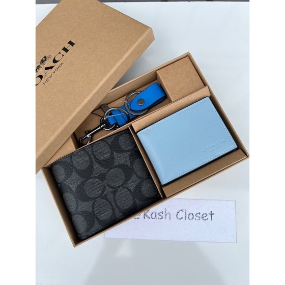 Coach Mens Wallet Boxed 3 In 1 Wallet Gift Set In Signature Canvas - Picture 6 of 12